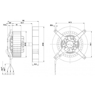 Ventilateur air chaud R2E180-AU01-10 Ebmpapst - MVI